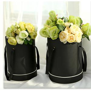 Buy cheap Cylindrical Black Hat Box Bouquet Customized With Lid And Handle from wholesalers
