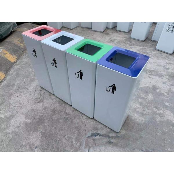Hotel Property Trash Can Lobby Vertical Restaurant Shopping Mall Large Commercial Stainless Steel Storage Sorting Bucket