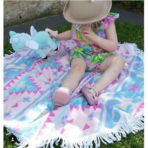 Factory wholesale Kids Round Beach Towel with Tassels Children roundie towel