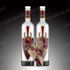 Buy cheap 500mL Liquor Vodka Glass Bottles With Shield Shaped Metal Label from wholesalers