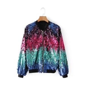 Buy cheap Ladies Ma1 Bomber Jacket With Gradient Sequin Design 100% Polyester product
