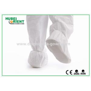 Buy cheap White Slip Resistant Tyvek Disposable Shoe Covers Booties With PVC Sole 43gsm from wholesalers