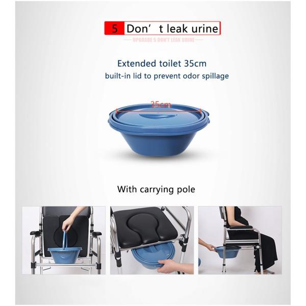 for Seniors, Heavy Duty Aluminum Toilet Wheelchair with Locking Wheels