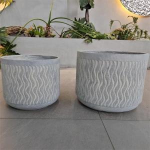 Buy cheap Unique Texture Surface Fiber Clay Planter Frost Resistant Round Flower Pot with Matte/Glossy Finish from wholesalers
