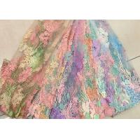 Buy cheap 3D Beaded Lace Fabric , Scalloped Multi Color Floral Embroidered Fabric For product