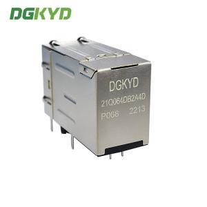 Buy cheap DGKYD21Q064DB2A4DP068 2X1 Multi-Port Socket Gigabit Ethernet Filter POE With Light And Shield RJ45 Connector from wholesalers