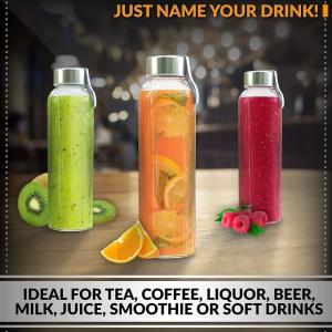 Buy cheap Clear Glass Water Bottles, Reusable Glass Juicing Bottles Protection Sleeve and Stainless Steel Leak Proof Lids from wholesalers