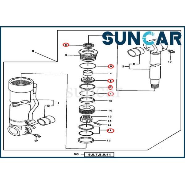 Buy cheap 600C 550LC John Deere 4384450 Excavator Hydraulic Removal Device Cylinder Seal Kit from wholesalers