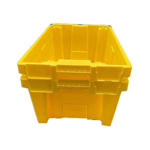 HDPE Yellow Nestable Plastic Crate Heavy Duty Stackable Moving Crates