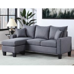 Buy cheap L Shaped Sectional Sofa with Reversible Chaise and 2 Pillows, Dark Gray Linen from wholesalers