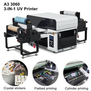 Buy cheap 3060 UV Printer A3 Roll to Roll 3 in 1 UV Printing and Flatbed Printing Box XP600 Double Head Bottles UV Printer from wholesalers