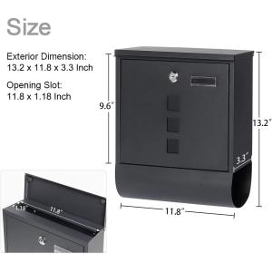 Wall Mounted Locking Mailbox with Electrostatic Powder Coating and Customizable