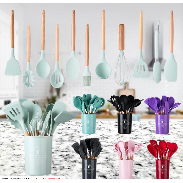 Quality undegradable Silicone Kitchen Utensil Sets , Minimalist 12 Piece Silicone Utensil Set for sale