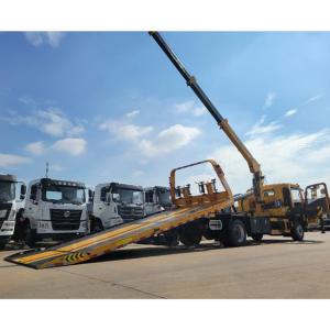 Buy cheap Lowest Price HOWO 4X2 Floor-standing Flatbed Body With 5 Tons Crane Tow Wrecker Truck for Car Accident from wholesalers