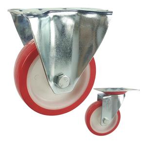 Red 198lbs Capacity 5 Polyurethane Casters With Threaded Stem