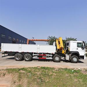 Buy cheap New Sinotruk Howo Fence Cargo Truck 10Tons Folding Crane 12 Wheels 400hp For Sale from wholesalers