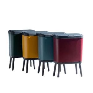 Buy cheap House Rectangular Push Type Plastic Trash Can with Lid Kitchen Trash Can with Legs from wholesalers