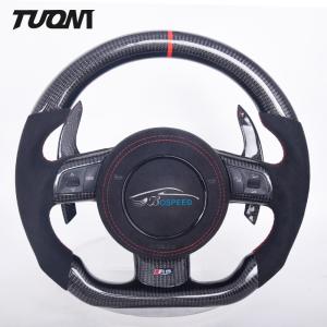 China High Durability Audi Carbon Fiber Steering Wheel With Red Stitching on sale