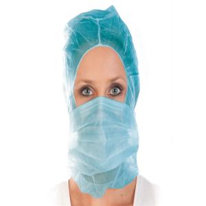 China PP Non Woven Disposable Hood Space Cap Sew With 2/3 Ply Face Mask Free Samples on sale