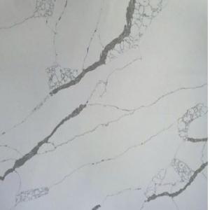 Custom Size 25MM White Calacatta Quartz Stone With Big Grey Veins