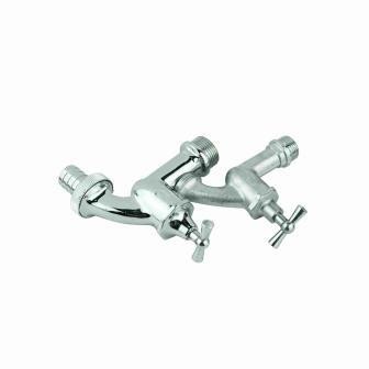 Quality BS1010 Pipeline Taps Hose Unions Chrome Plated Bib Tap T Handle With Nozzel Male Thread for sale