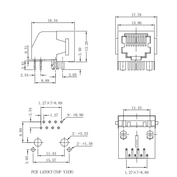 Buy cheap 1x RJ45 Modular Jack S253E-8P8C-GAB-L Side Entry 8P8C LPJEF110CNL from wholesalers