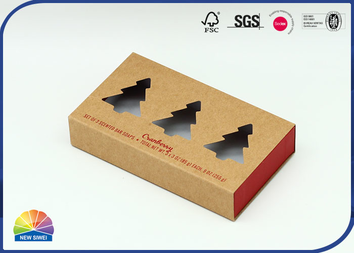 Buy cheap 1c Print Kraft Drawer Paper Box WIth Christmas Tree Die Cut Window from wholesalers