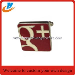 Buy cheap Google+ metal cufflinks, G+ cufflinks with enamel pin process silver plated from wholesalers
