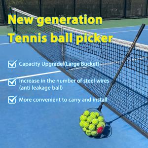 Portable Roller Tennis Balls Picker Pickleball Pick-Up Bucket with Hook Ball