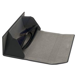Buy cheap Black Leather Metal Fold Flat Glasses Case Custom Logo from wholesalers