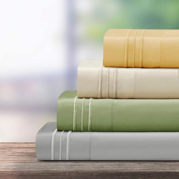 Super Soft 200TC Microfiber Embroidery Sheets Set for Deep Pockets and Fade Resistance