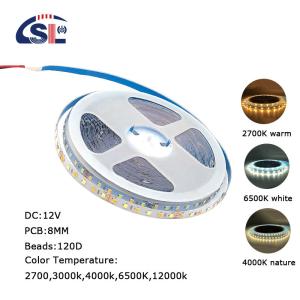 High brightness 12V 8mm 120leds SMD2835 Led Strip Light with Double-sided CCT