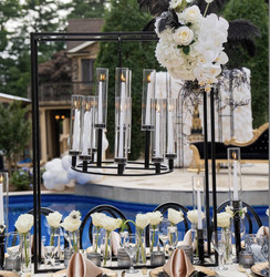 Buy cheap New black rectangle frame with hanging chandelier candle holder from wholesalers