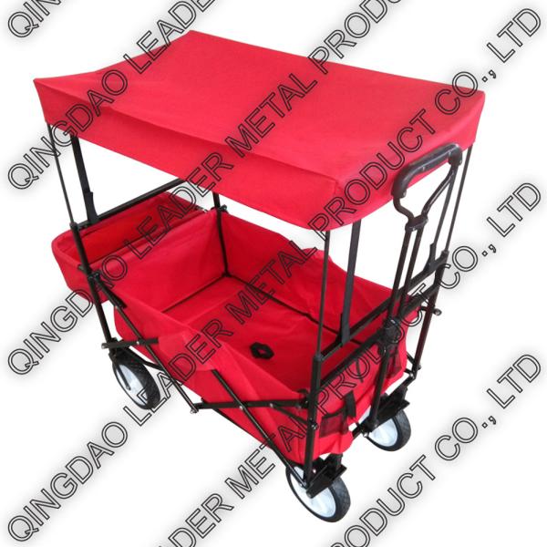 Quality Folding Utility Wagon with Red Canopy & Back Bag  - TC1011D ETB for sale