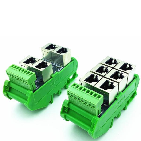 Quality RJ45 Female Jack 8P8C 6 Port Hub to 8 Pin Screw Terminal Block Adapter for Servo Application for sale