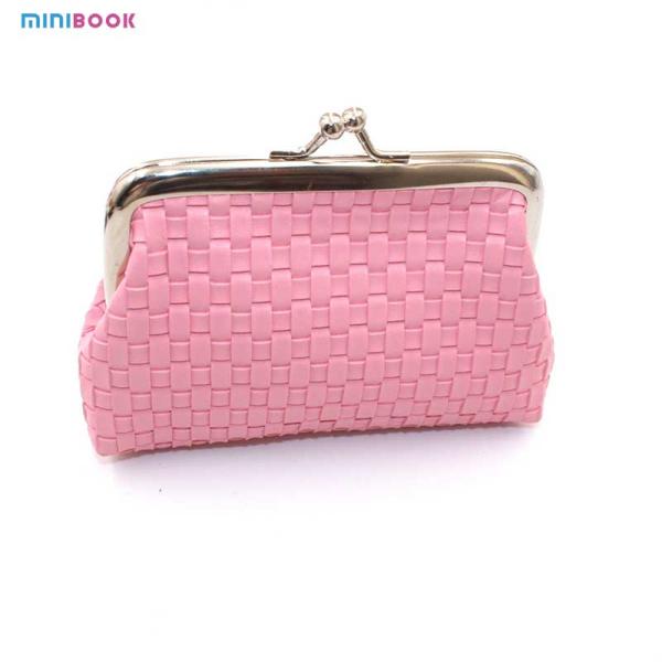 Minibook Custom Logo 4 Inch Weave Coin Pouch Women Wallet For Daily Organization