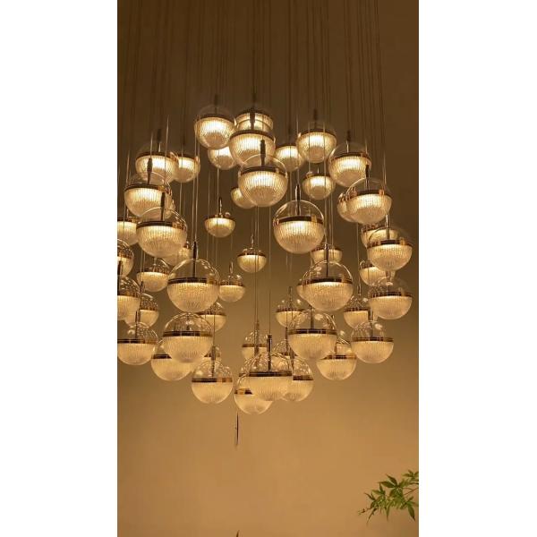 Quality Round ball lighting modern staircase chrome acrylic crystal sand pendant lamp for sale