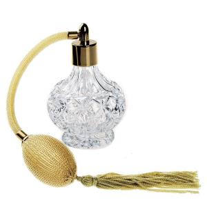 Buy cheap Clear Checked Carved Glass Empty Perfume Bottles With Spray Atomizer product