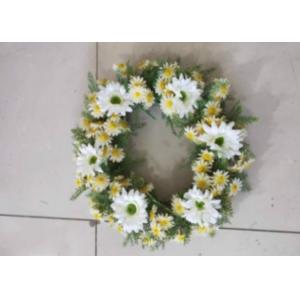 Buy cheap 53cm Artificial White Yellow Chrysanthemum Wreath With Green Fern from wholesalers