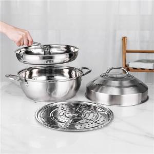 Buy cheap 30cm Stainless Steel Double Bottom Cookware Steamer Pot Set from wholesalers