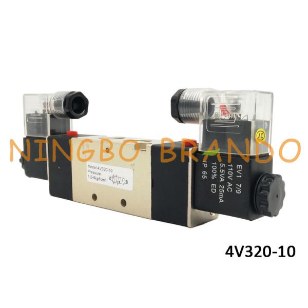 Quality 4V320-10 5/2 Way 3/8" Double Coil Electrical Solenoid Valve Internally Piloted AC220V DC24V DC12V for sale