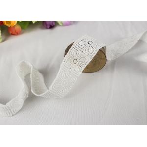 Buy cheap Chemical Solubility Polyester Lace Trim With Concise Quadrate Flower Design from wholesalers