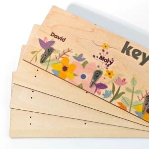 Sublimation Blanks Wooden Rectangular Wall Hanging Holder With Hooks Custom Key