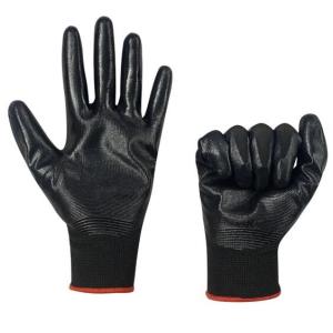 13 gauge polyester nylon liner smooth nitrile coated safety work gloves