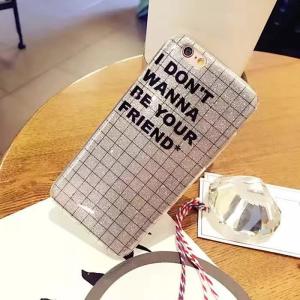 TPU Simple Lattice Couple English Words Glitter Back Cover Cell Phone Case For