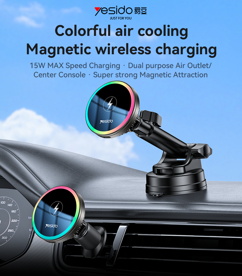 15W Fast Charging Magnetic Wireless Charger with 360° Magnetic Rotation and N52