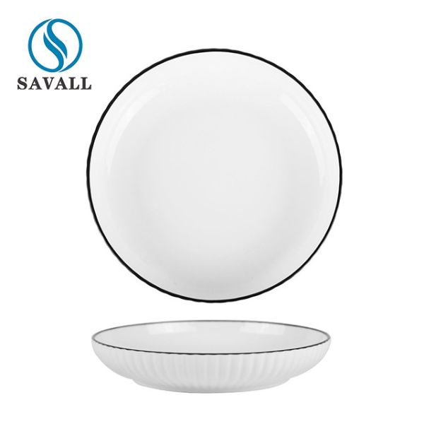 Quality Vertical Stripes Ceramic Nordic Simplicity 5 Inch Porcelain Plates for sale