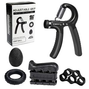 Buy cheap Black 5 Piece Hand Grip Exercise Set Adjustable Hand Gripper Finger Trainer Grip Ring Stress Relief Ball For Forearm And Finger Strength from wholesalers