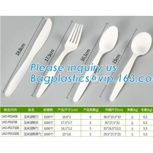 wholesale Biodegradable cPLA plastic white cutlery set,Eco-friendly Disposable