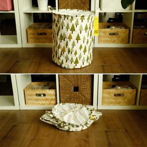 Puting Foldable washing laundry basket toy storage bag cotton lenon customized
